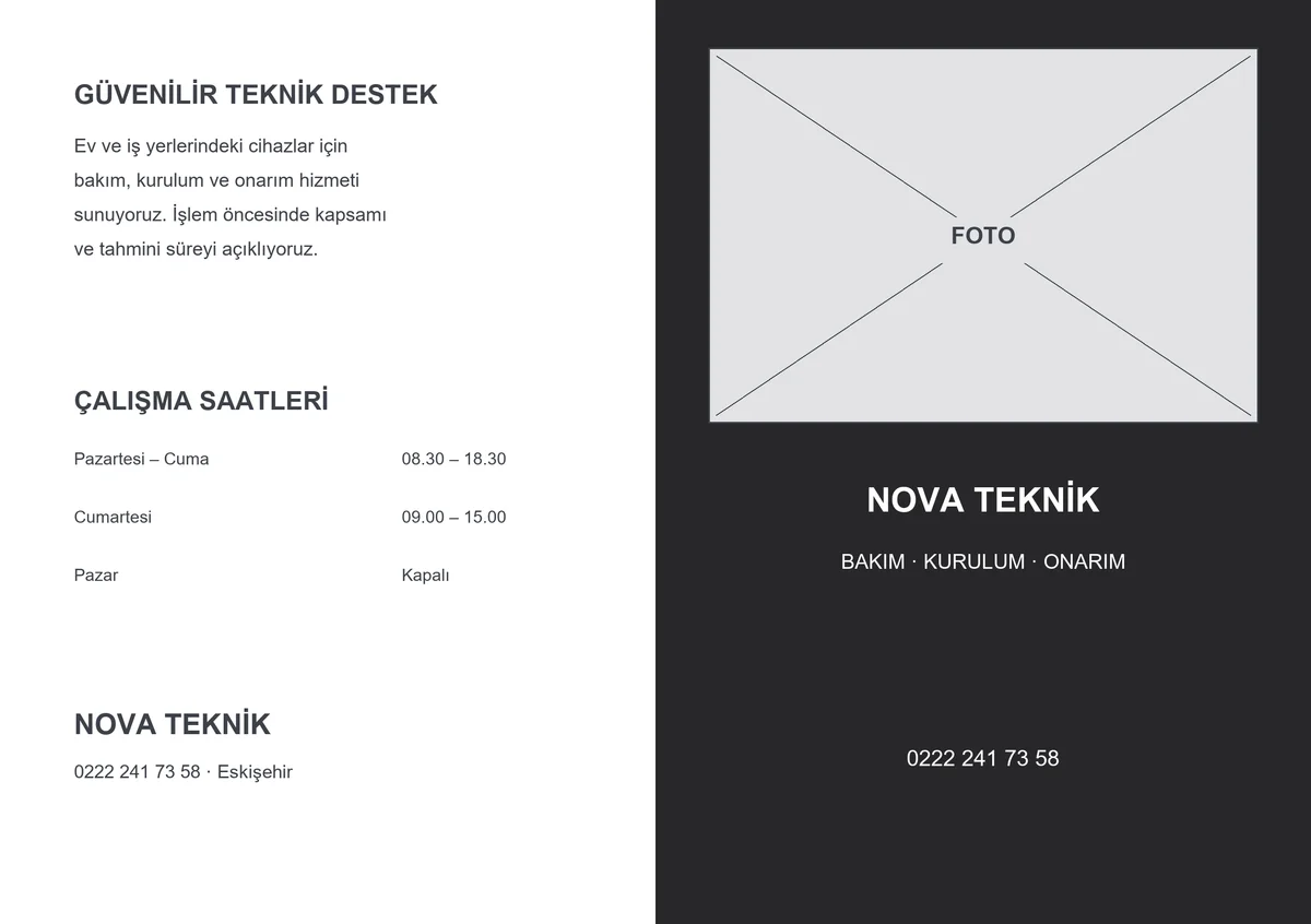 Nova Teknik — ön yüz