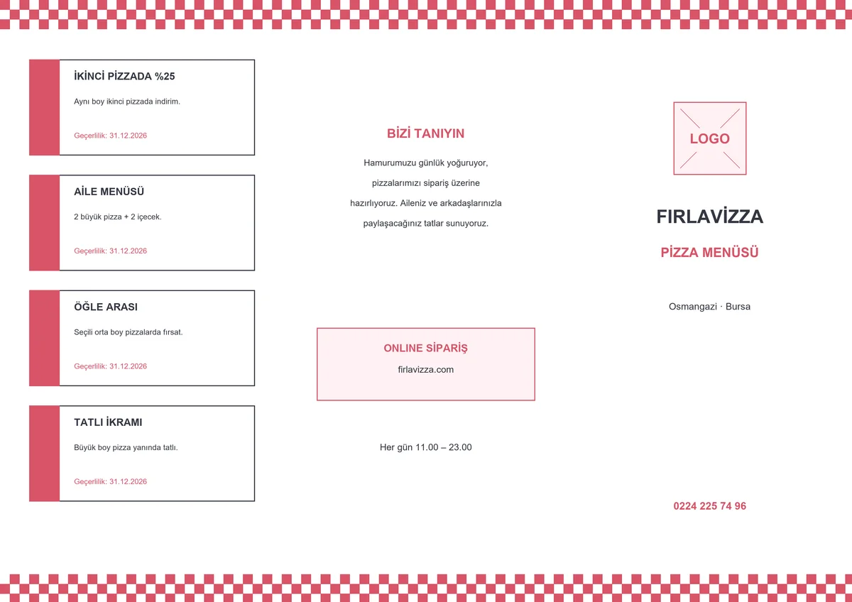 Fırlavizza Pizza Menüsü — ön yüz